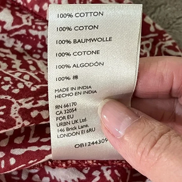 Free People We The Free Cool Meadow Red Boho Printed Blouse Cotton Size Small - Picture 11 of 15